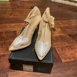 Azaela Wang NWB Icon Nude Mesh Boots with Jewel Studs - Size 8 1/2